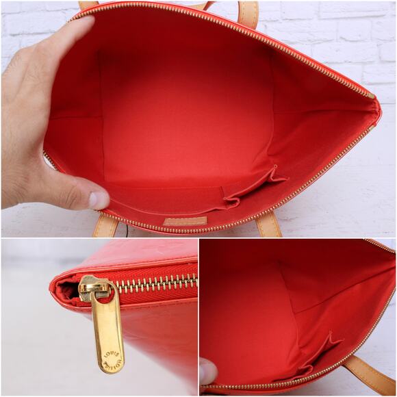 Louis Vuitton Bellevue PM Red Vernis Satchel Shoulder Tote Purse A4801 - Picture 4 of 12